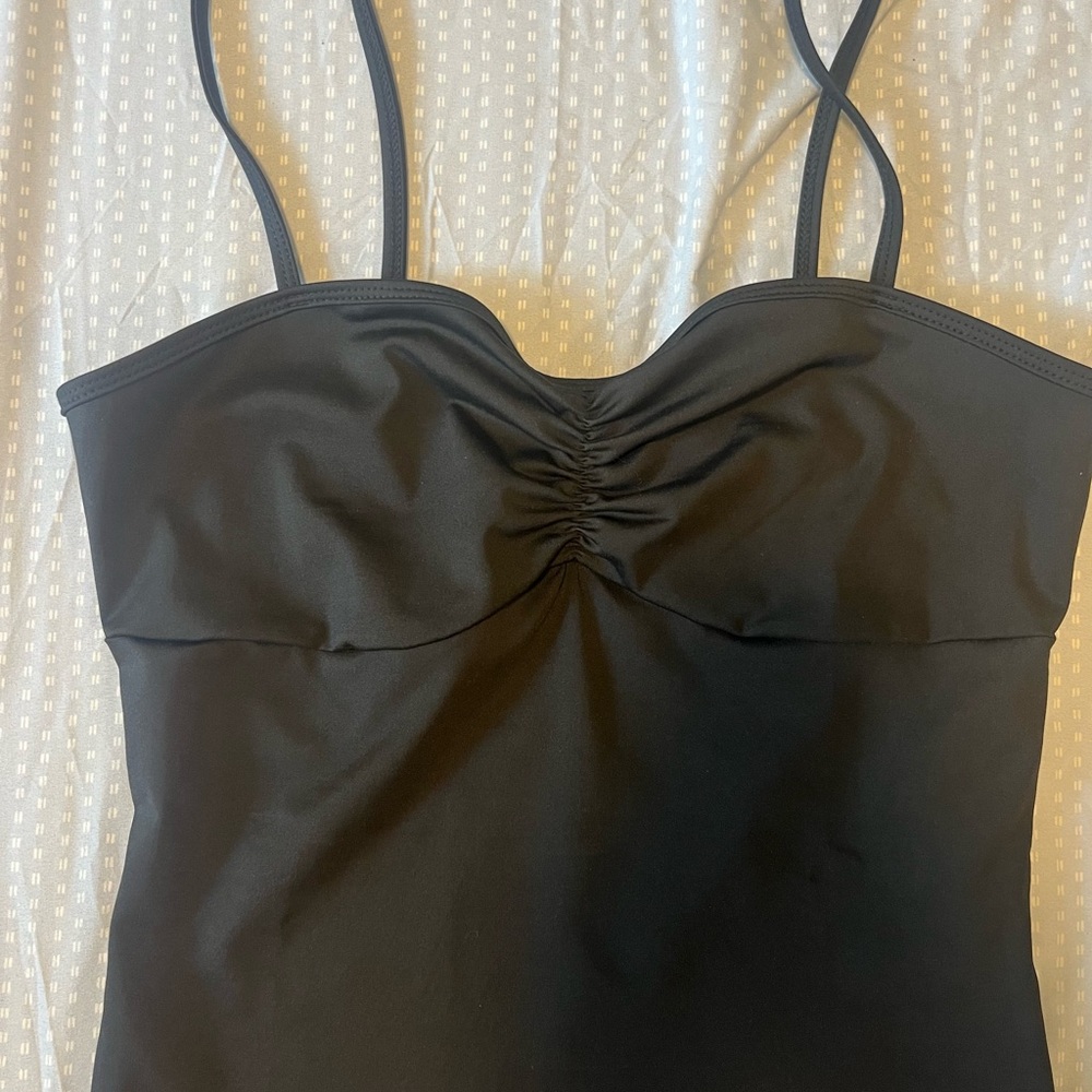 Black Ruched Spaghetti Strap Top